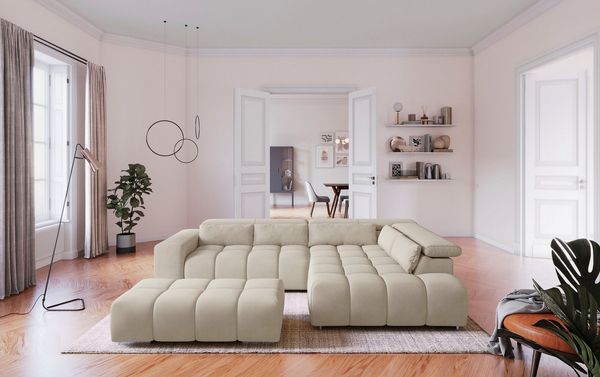 COTTA Ecksofa Orion L-Form, B: 310 cm, Kopfteilverstellung & 5 Nierenkissen
