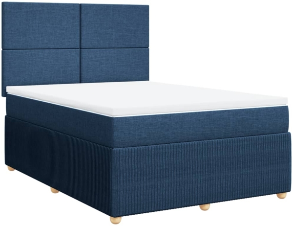 vidaXL Boxspringbett mit Matratze Blau 160x200 cm Stoff 3292106