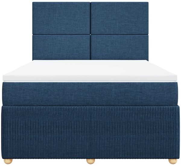 vidaXL Boxspringbett mit Matratze Blau 160x200 cm Stoff 3292106 Bild 4