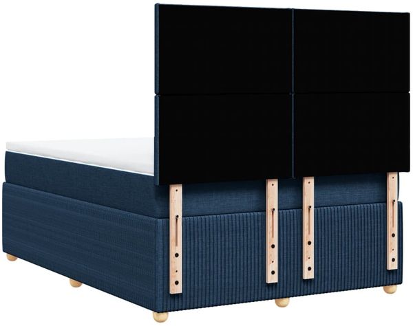vidaXL Boxspringbett mit Matratze Blau 160x200 cm Stoff 3292106 Bild 6