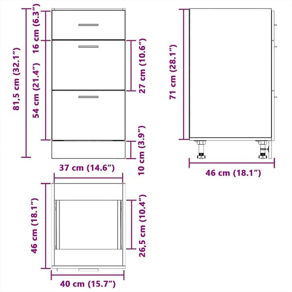 vidaXL Küchenunterschrank Schwarz Eichen-Optik 40 x 46 x 81.5 cm 876659 Bild 12