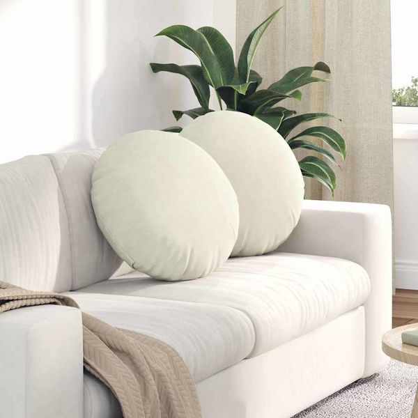 vidaXL Sitzkissen 2 pcs Creme Ø50 x 19 cm Samt 42014183