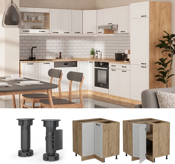 Eckunterschrank R-Line Weiß Landhaus 75.6 cm ohne Arbeitsplatte Vicco Bild 3