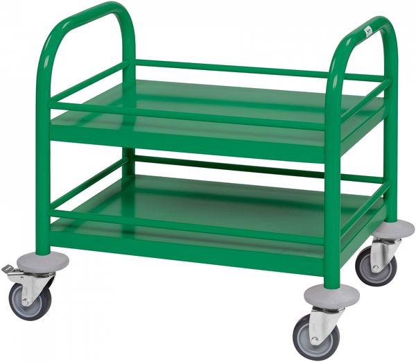 Kongamek Mini-Servierwagen 530x375x550mm 2 Etagen pulverbeschichtet in Grün mit Bremse