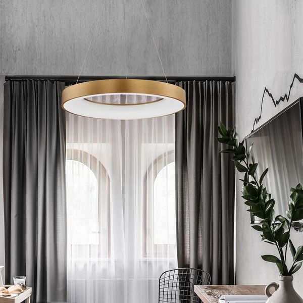 Nova Luce 9453454 RANDO THIN LED Pendelleuchte 60cm 3000K Gold gebürstet dimmbar