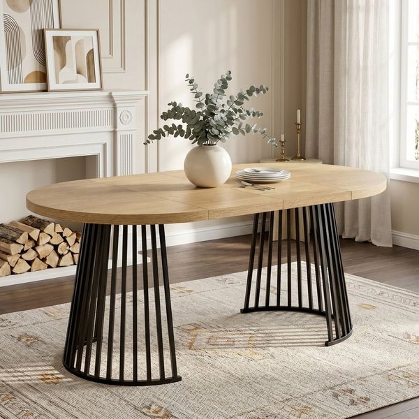 BlingBin Esstisch 100/138/176x100 cm Ausziehbarer Esstisch mit Verdickte Tischplatte (1er Set, 1-St, Tragendes Gewicht: 60kg, Geeignet für 4–8 Personen), Minimalistischer Kulissentisch für Esszimmer Wohnzimmer, Eichenfarbe