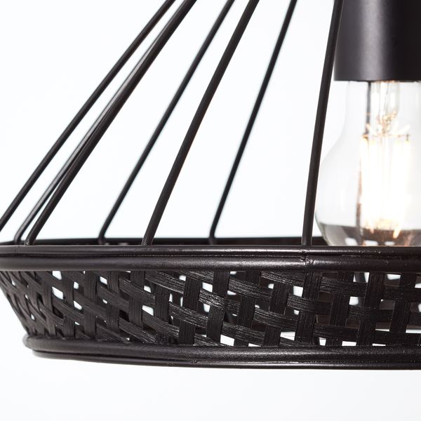 Brilliant Leuchten No. 99264-06 Tory Pendelleuchte 1-flammig schwarzmatt rattan E27