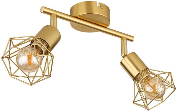 Deckenleuchte, Gitter, gold, Spots beweglich, L 22 cm