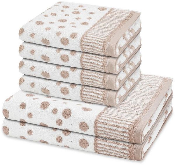 ROSS Handtuch Set Punkte allover, Frottee (Spar-Set, 6-St), 4 X Handtuch 2 X Duschtuch im Set - Baumwolle - Saugstark
