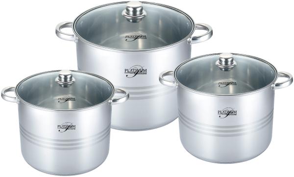 6 tlg Edelstahl Kochtopfset Induktion 26/28/30cm Kochtopf Töpfe Topf Deckel Universalkochset Kochtopf Topf Gastronomie