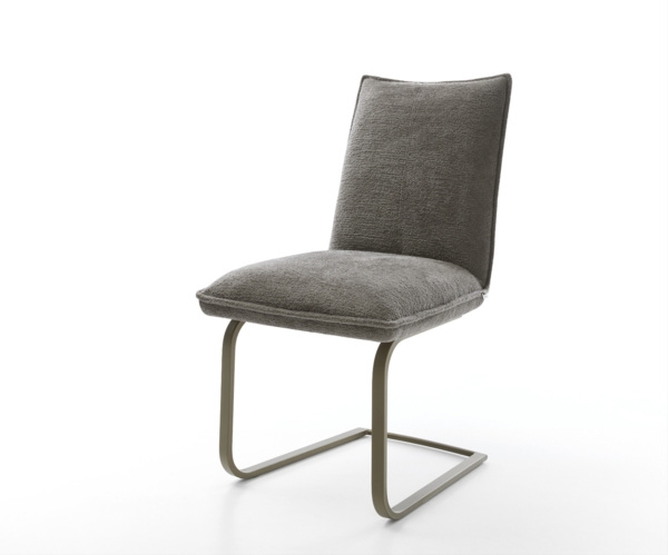 Freischwinger Lelio-Flex Bouclé Soft Schlamm Freischwinger flach Effektfinish Titan Taschenfederkern