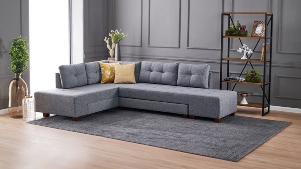 Eckschlafsofa, 'Manama', 85 x 206 x 280, Grau