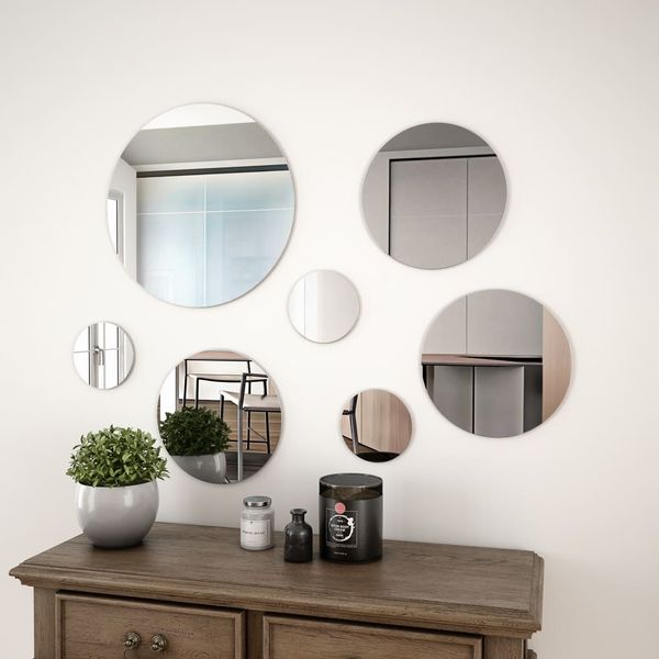 vidaXL 7-teiliges Wandspiegelset Rundglas 245692