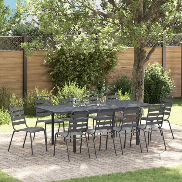 vidaXL Garten Essgruppe 11 pcs Anthrazit Pulverbeschichteter Stahl 3378828