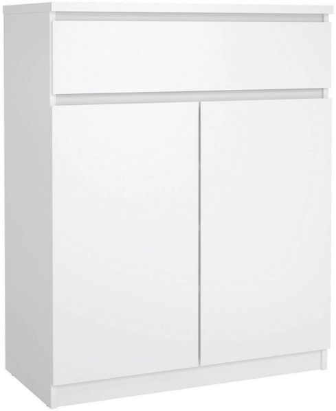 Dmora Kommode Genziana, Wohnzimmerbuffet, Wohnzimmer-Sideboard, Moderne Küchen-Speisekammer, 80x40 h100 cm, Glänzendes Weiß