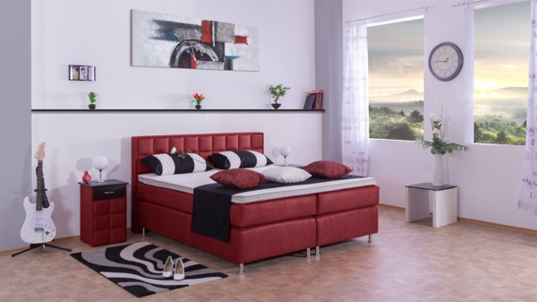 Meisterbetten Boxspringbett Peru 140x200 in MS-Red, Matratzenbezug Nano, Komfortschaum-Topper Bild 3