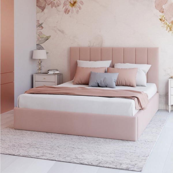 FDM Polsterbett Stauraumbett KAJA Bettgestell 90x200, 140x200 & weitere Größen (verfügbar 90x200 120x200 140x200 160x200 180x200cm, Bettrahmen, Bett, mit großen gepolsterten Kopfteil, mit Bettkasten zum aufklappen), Hebbarer Metallrahmen, Bettkasten, o... Bild 5