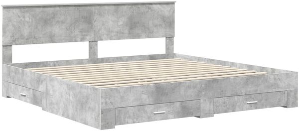 vidaXL Bettrahmen mit Schubladen Betongrau 200 x 200 cm Holzwerkstoff 3410857 Bild 4