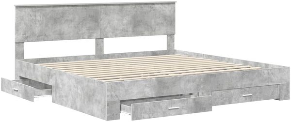 vidaXL Bettrahmen mit Schubladen Betongrau 200 x 200 cm Holzwerkstoff 3410857 Bild 5