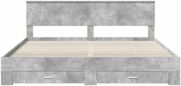 vidaXL Bettrahmen mit Schubladen Betongrau 200 x 200 cm Holzwerkstoff 3410857 Bild 8