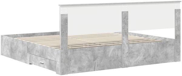 vidaXL Bettrahmen mit Schubladen Betongrau 200 x 200 cm Holzwerkstoff 3410857 Bild 10