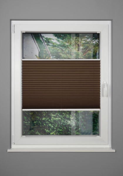 ondeco Plissee nach Maß für alle Fenster innen Montage in Glasleiste mit Spannschuh Sonnenschutz Rollo Sichtschutz Blickdicht - Hellbraun - B): 121-130 cm, H): 151-200 cm Bild 2