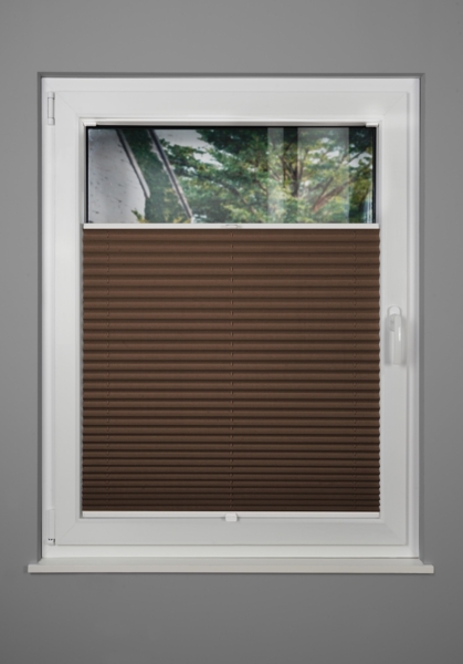 ondeco Plissee nach Maß für alle Fenster innen Montage in Glasleiste mit Spannschuh Sonnenschutz Rollo Sichtschutz Blickdicht - Hellbraun - B): 121-130 cm, H): 151-200 cm Bild 3