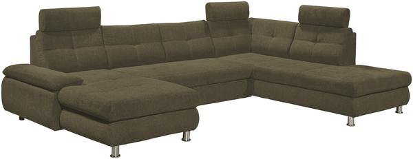 Wohnlandschaft Alba von ED Exciting Design mit Schlaffunktion & Bettkasten – U-Form Sofa aus hochwertigem Brego-Stoff
