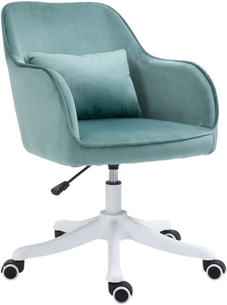 Drehstuhl 57x70x78-86 cm, ergonomisch gepolstert mit Samtoptik, Lendenkissen mit Massage, Grün Bild 2