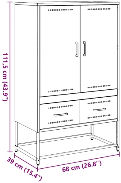 vidaXL Highboard Anthrazit 68x39x111,5 cm Stahl 846610 Bild 10