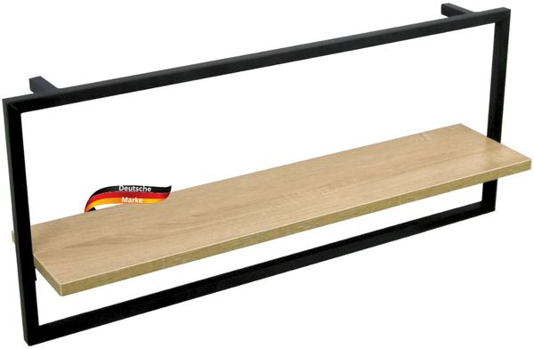Wandregal Schwarz SYIOP - MDF, Metallrahmen | Bücherregal Schwebendes Regal Hängeregale für Wohnzimmer | Long