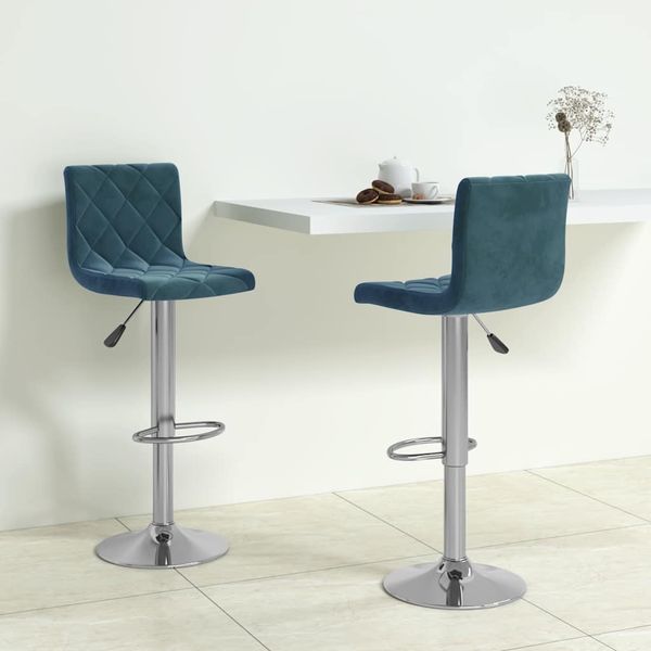 vidaXL Barhocker 2 Stk. Blau Samt 333691