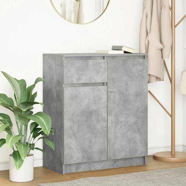 vidaXL Sideboard mit Schublade Betongrau 71x35x84 cm Holzwerkstoff 861592