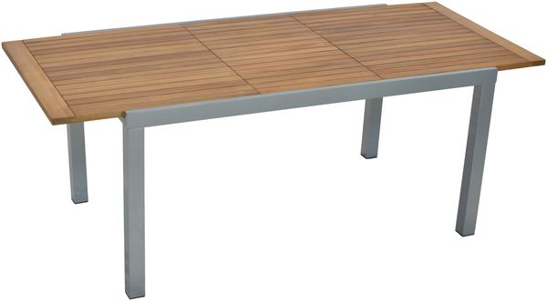 Gartentisch, ausziehbar 150 (200) x 90 cm, silber/natur