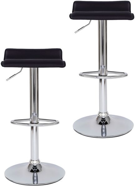 dibea Barhocker 2er Set, Bequemer Drehhocker mit PU-Leder, verchromtem Gestell & Höhenverstellung, Modell 4