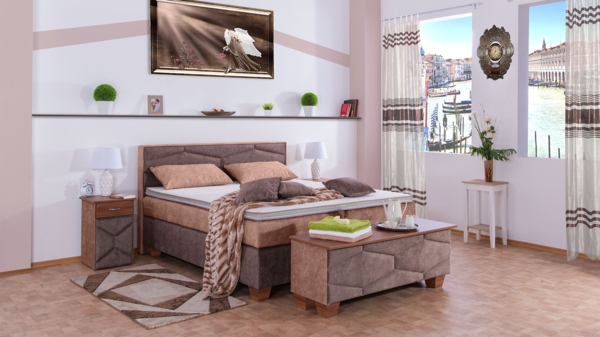 Meisterbetten Boxspringbett Fabi 140x220 in DS-Altrosa in DS-Sand, Matratzenbezug Nano, Komfortschaum-Topper