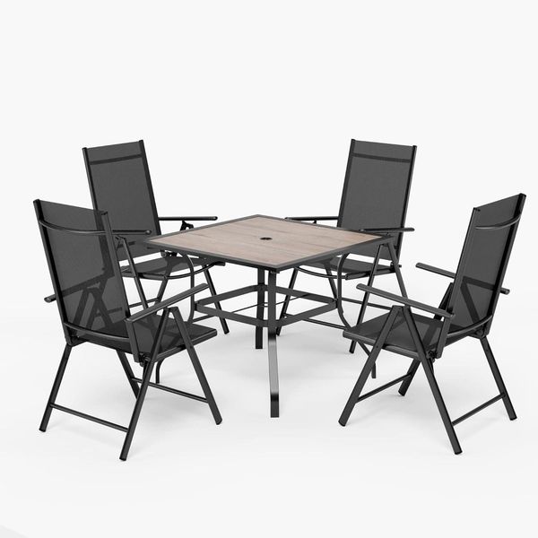 PHIVILLA 4+1 Gartenmöbel Sitzgruppe Tisch Stühle Aluminium 6X verstellbar 7-fach