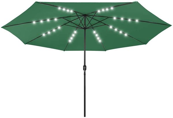vidaXL Sonnenschirm mit LED-Beleuchtung 400 cm Grün 312531