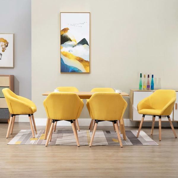 vidaXL Esszimmerstühle 6 Stk. Gelb Stoff [278424]