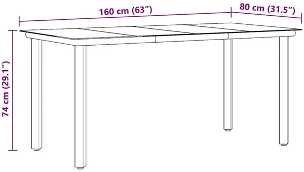 vidaXL Garten-Esstisch Schwarz 160x80x74 cm Stahl und Hartglas 319283 Bild 9