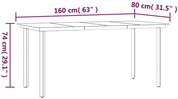 vidaXL Garten-Esstisch Schwarz 160x80x74 cm Stahl und Hartglas 319283 Bild 7