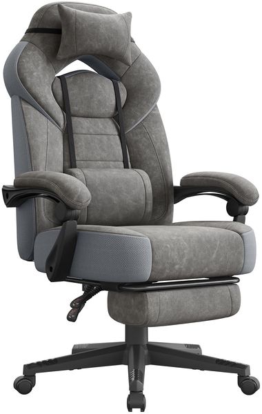 SONGMICS Gaming-Stuhl, Bürostuhl, Computerstuhl, ergonomisches Design, mit Fußstütze, verstellbares Kopfkissen