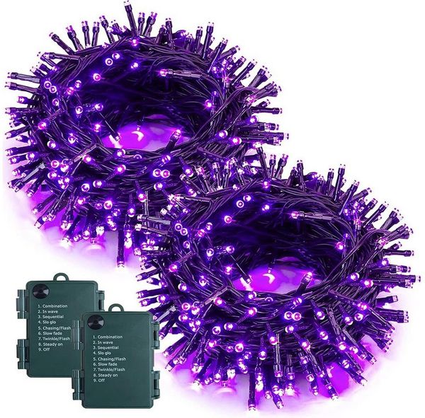 Jibenhome Lichterkette LED Lichterkette für Außen, Weihnachtsdeko 5/10m, mit 8 Beleuchtungsmodi,Timer,Batteriebetrieben,für Halloween Party