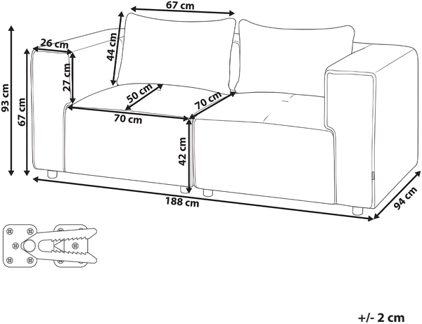 AXEBO 2-Sitzer Modulsofa Braun Bouclé Bild 2