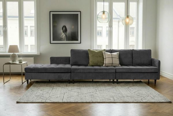 Dorel Home Wohnlandschaft LINDHUS, U-Form, Breite 254 cm, verschiedene Stellvarianten, Modulsofa, Recamiere, Stauraum, Cord und Chenille-Bezug