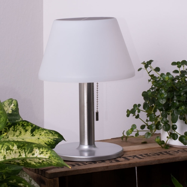 LED Solartischlampe, silber, Edelstahl, weiß, H 28 cm Bild 8