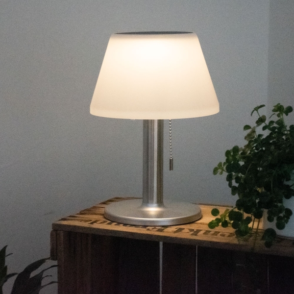 LED Solartischlampe, silber, Edelstahl, weiß, H 28 cm Bild 3