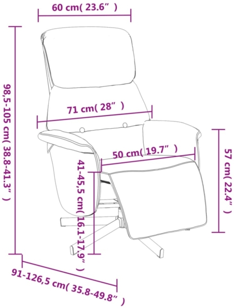 vidaXL Relaxsessel mit Fußteil Taupe Stoff 356662 Bild 9