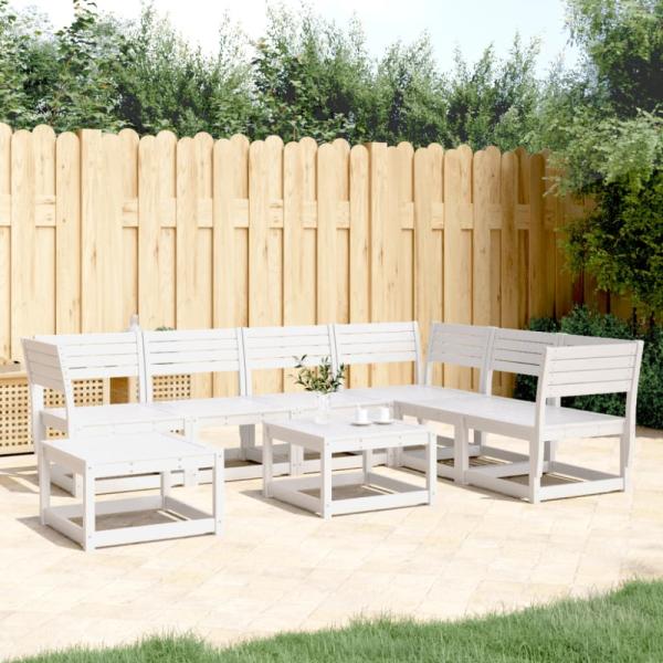 vidaXL 7-tlg. Garten-Lounge-Set Weiß Massivholz Kiefer 3216926