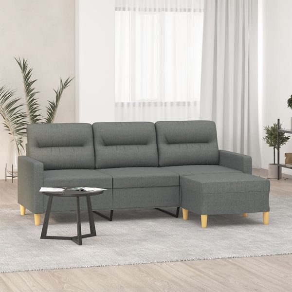 vidaXL 3-Sitzer-Sofa mit Hocker Hellgelb 180 cm, Dunkelgrau